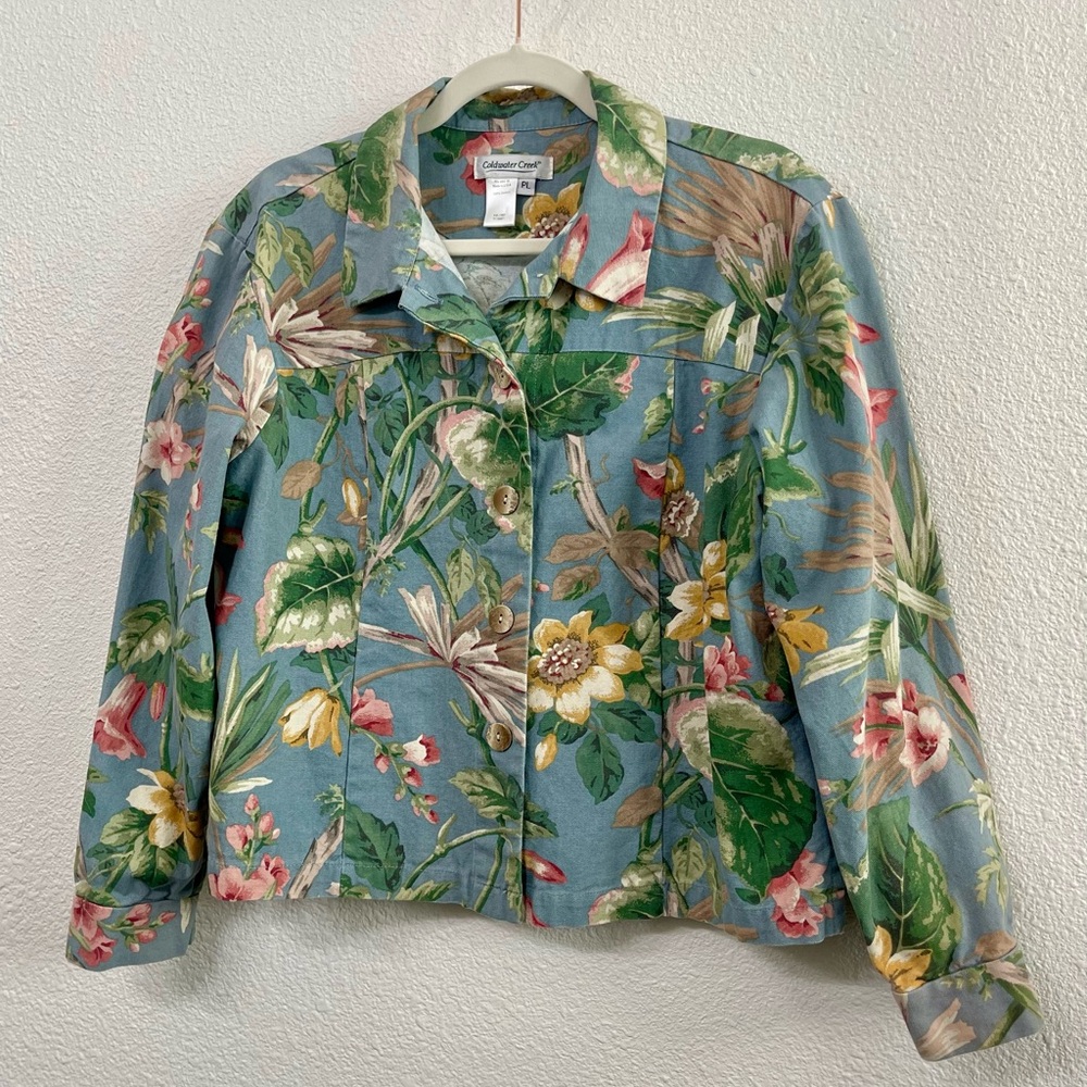 Coldwater Creek Floral Cottage Core Women's Jacket Size PL